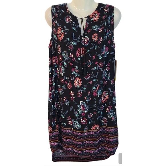 beachlunchlounge Dresses & Skirts - Beach Lunch Lounge Womens M Black Floral Shift Dress Beach Coverup Resortwear